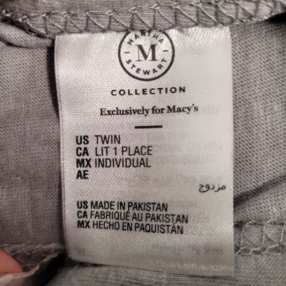 Martha Stewart Collection Soft Gray Jersey Knit 3-Pc. Twin Sheet Set New - Picture 4 of 6